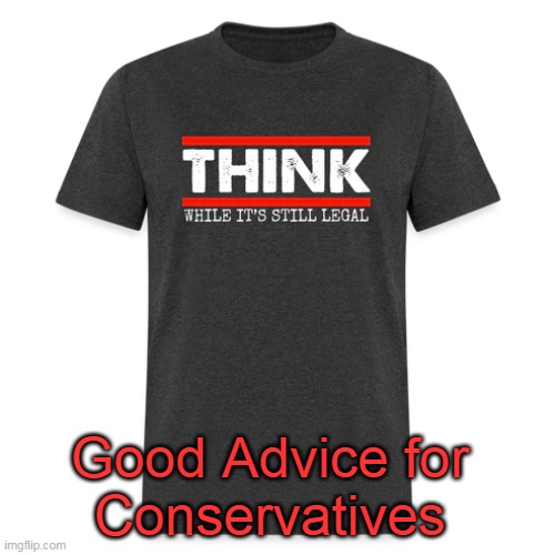 Obviously, Not Available in Liberals' Sizes. | Good Advice for 
Conservatives | image tagged in politics,liberals vs conservatives,think about it,thinking,still legal,psa | made w/ Imgflip meme maker