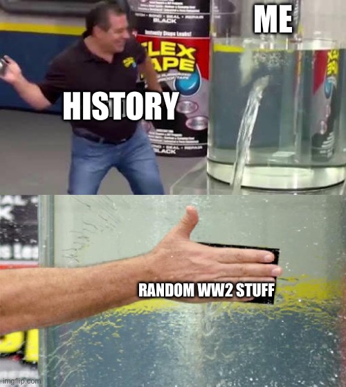 A meme | ME; HISTORY; HISTORY; RANDOM WW2 STUFF | image tagged in flex tape | made w/ Imgflip meme maker