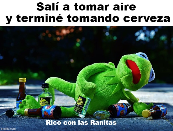 Salí a tomar aire
 y terminé tomando cerveza; Rico con las Ranitas | made w/ Imgflip meme maker