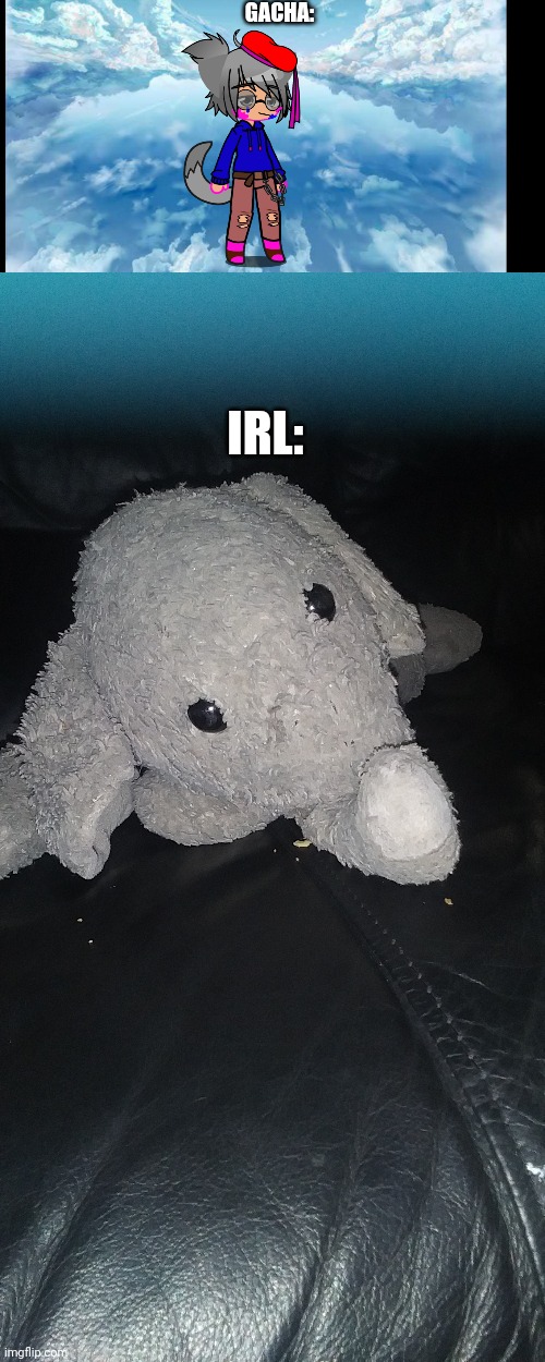I made my favorite stuffed animal into a gacha character | GACHA:; IRL: | image tagged in elephant,gacha club,cute | made w/ Imgflip meme maker