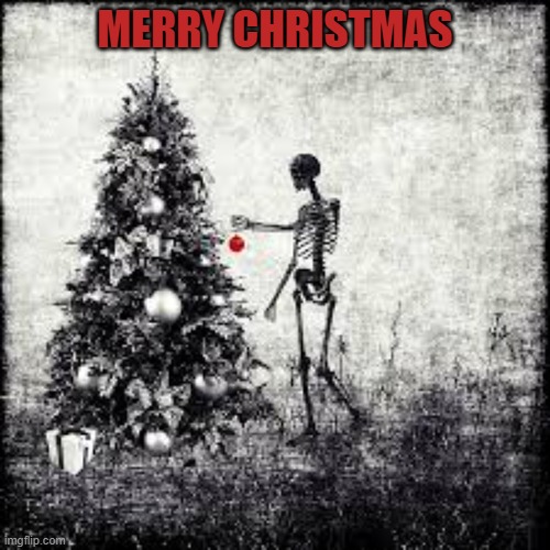 christmas skeleton | MERRY CHRISTMAS | image tagged in christmas skeleton | made w/ Imgflip meme maker