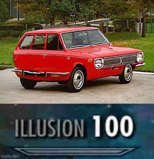 Red car optical illusion | image tagged in illusion 100,red,car,cars,optical illusion,memes | made w/ Imgflip meme maker