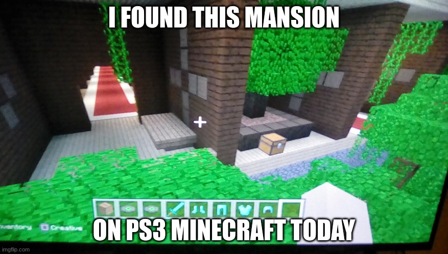 I found this then sent it to Itz_Noiz | I FOUND THIS MANSION; ON PS3 MINECRAFT TODAY | image tagged in minecraft ps3,cut off mansion,confuse | made w/ Imgflip meme maker