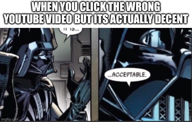 It’s… ok | WHEN YOU CLICK THE WRONG YOUTUBE VIDEO BUT ITS ACTUALLY DECENT | image tagged in it is acceptable | made w/ Imgflip meme maker