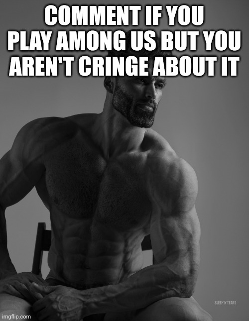 I can say I play among us but don't cringe about it | COMMENT IF YOU PLAY AMONG US BUT YOU AREN'T CRINGE ABOUT IT | image tagged in giga chad | made w/ Imgflip meme maker