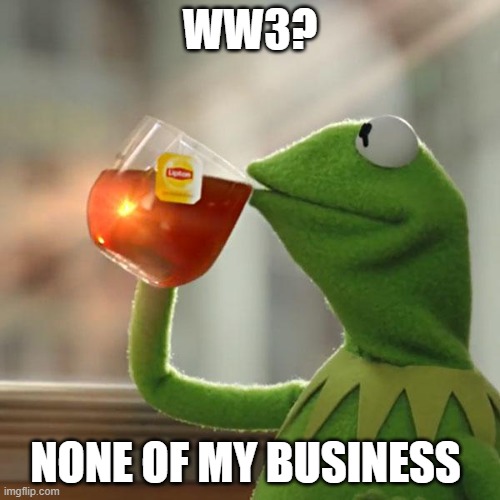 ms_memer_group | WW3? NONE OF MY BUSINESS | image tagged in memes,but that's none of my business,kermit the frog | made w/ Imgflip meme maker