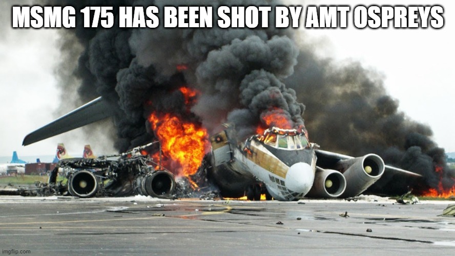 MSMG 175 HAS BEEN SHOT BY AMT OSPREYS | image tagged in memes | made w/ Imgflip meme maker