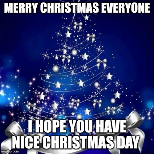 Merry Christmas everyone |  MERRY CHRISTMAS EVERYONE; I HOPE YOU HAVE NICE CHRISTMAS DAY | image tagged in merry christmas,tree,christmas,christmas tree | made w/ Imgflip meme maker