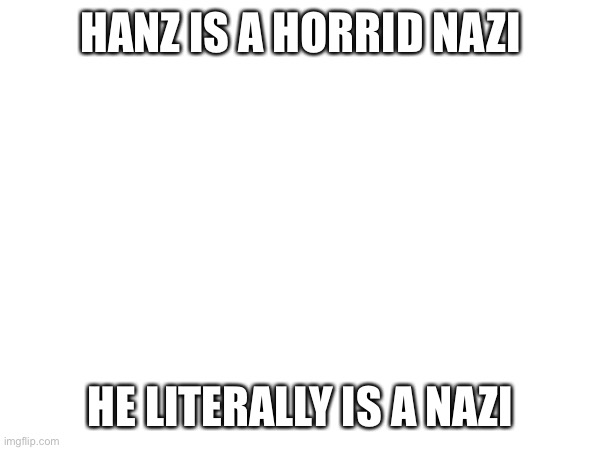 Hanz if you are reading this, I know no one will like you | HANZ IS A HORRID NAZI; HE LITERALLY IS A NAZI | image tagged in oh no | made w/ Imgflip meme maker