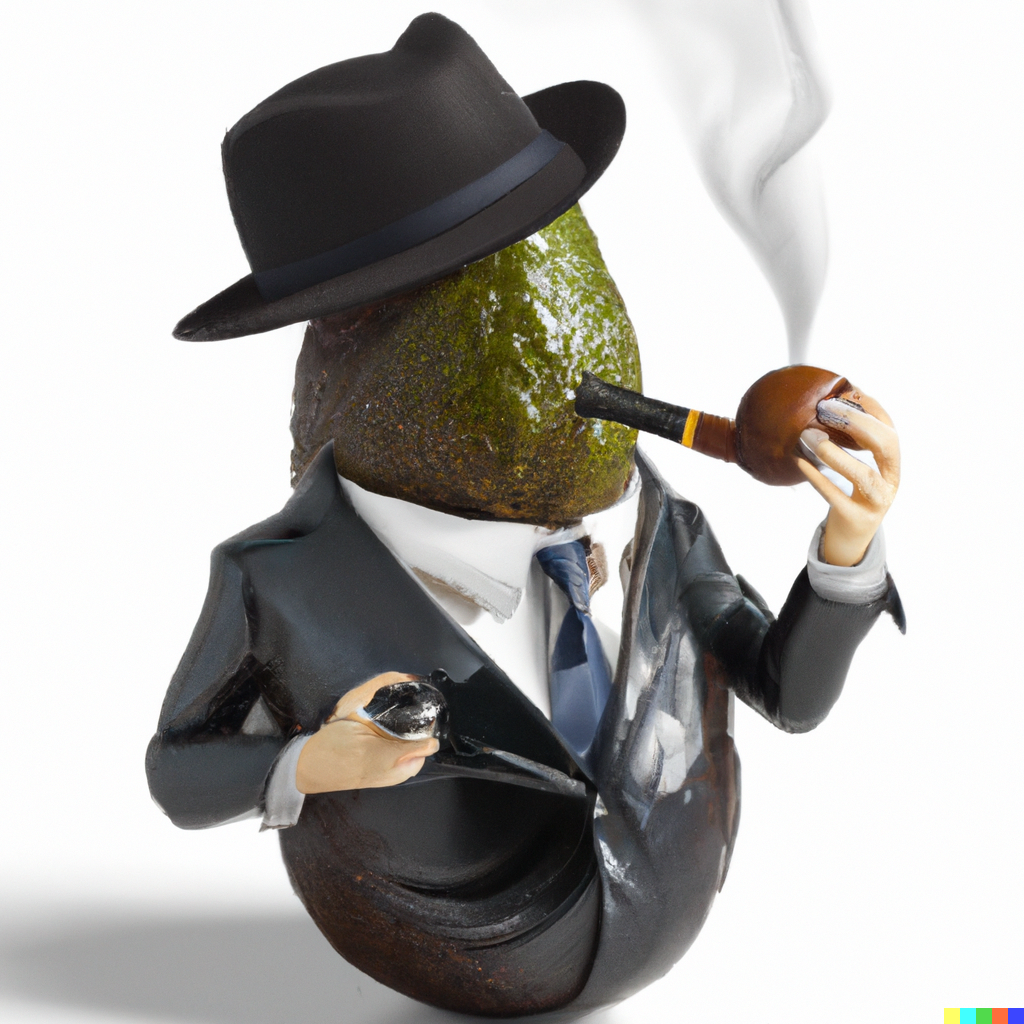 High Quality Hyper realistic image of a well dressed avocado smoking a pipe Blank Meme Template