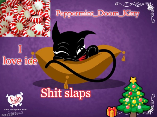 :D | I love ice; Shit slaps | image tagged in peppermintdoomkitty | made w/ Imgflip meme maker