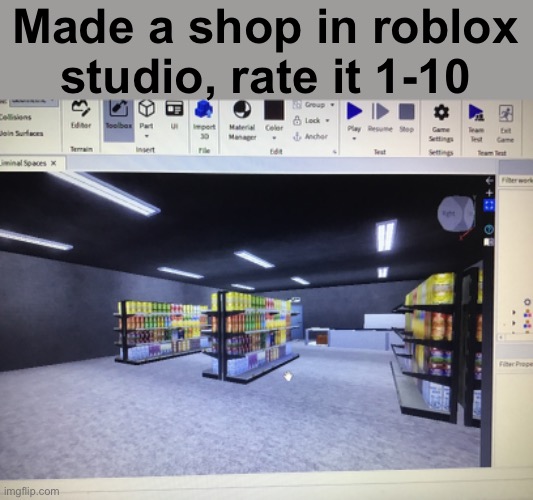 Made a shop in roblox studio, rate it 1-10 | made w/ Imgflip meme maker