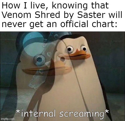 Get your damn priorities straight | How I live, knowing that Venom Shred by Saster will never get an official chart: | image tagged in private internal screaming | made w/ Imgflip meme maker