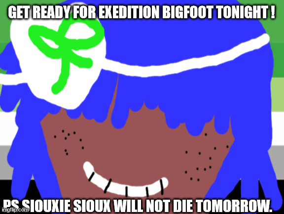 No one from the Killers will die tomorrow | GET READY FOR EXEDITION BIGFOOT TONIGHT ! PS SIOUXIE SIOUX WILL NOT DIE TOMORROW. | image tagged in lgbtq stream account profile | made w/ Imgflip meme maker