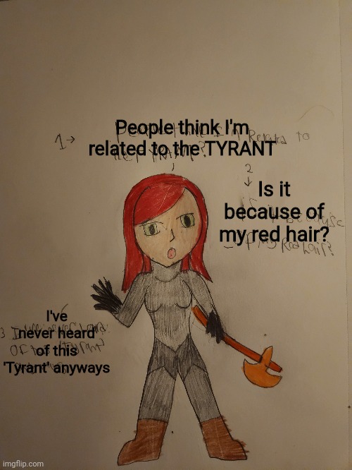 Wymar is not related to the Tyrant | People think I'm related to the TYRANT; Is it because of my red hair? I've never heard of this 'Tyrant' anyways | made w/ Imgflip meme maker