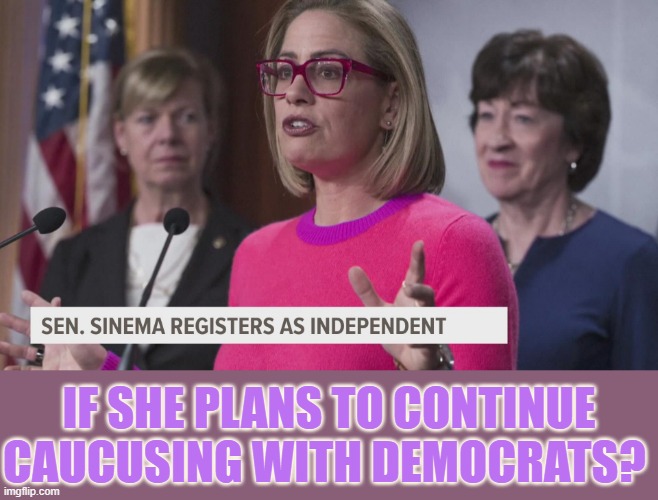 Is It for Real Or Just For Image Sake? | IF SHE PLANS TO CONTINUE CAUCUSING WITH DEMOCRATS? | image tagged in memes,politics,senators,independent,caucus,democrat | made w/ Imgflip meme maker