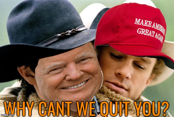 The Trump crack monkey on MAGAs back | WHY CANT WE QUIT YOU? | image tagged in maga,donald trump,addiction,political meme,orange | made w/ Imgflip meme maker
