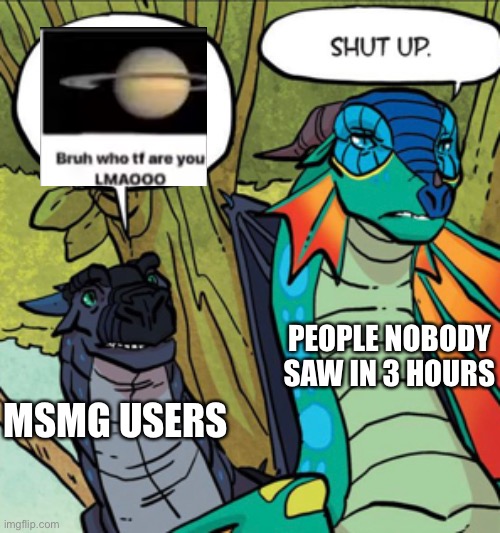 Do not spam Saturn I will be sadf :sad face emojo: | PEOPLE NOBODY SAW IN 3 HOURS; MSMG USERS | image tagged in satire,balls | made w/ Imgflip meme maker