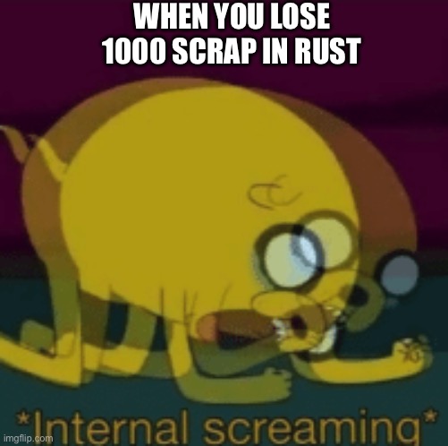 Jake The Dog Internal Screaming | WHEN YOU LOSE 1000 SCRAP IN RUST | image tagged in jake the dog internal screaming | made w/ Imgflip meme maker