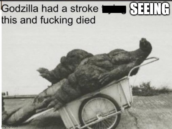 Godzilla | SEEING | image tagged in godzilla | made w/ Imgflip meme maker