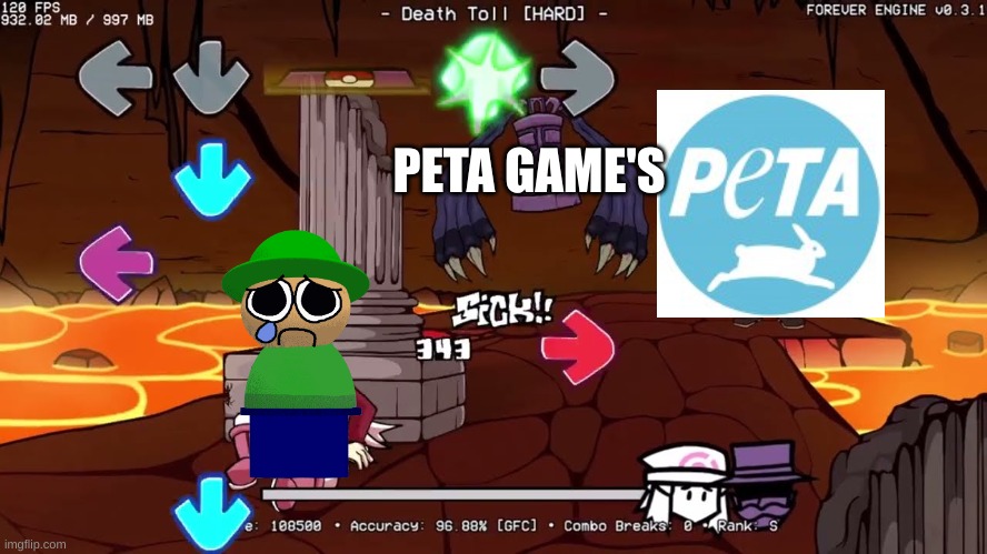 Death toll fnf | PETA GAME'S | image tagged in death toll fnf | made w/ Imgflip meme maker