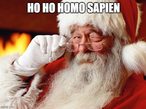 HO HO HOMO SAPIEN | image tagged in santa | made w/ Imgflip meme maker