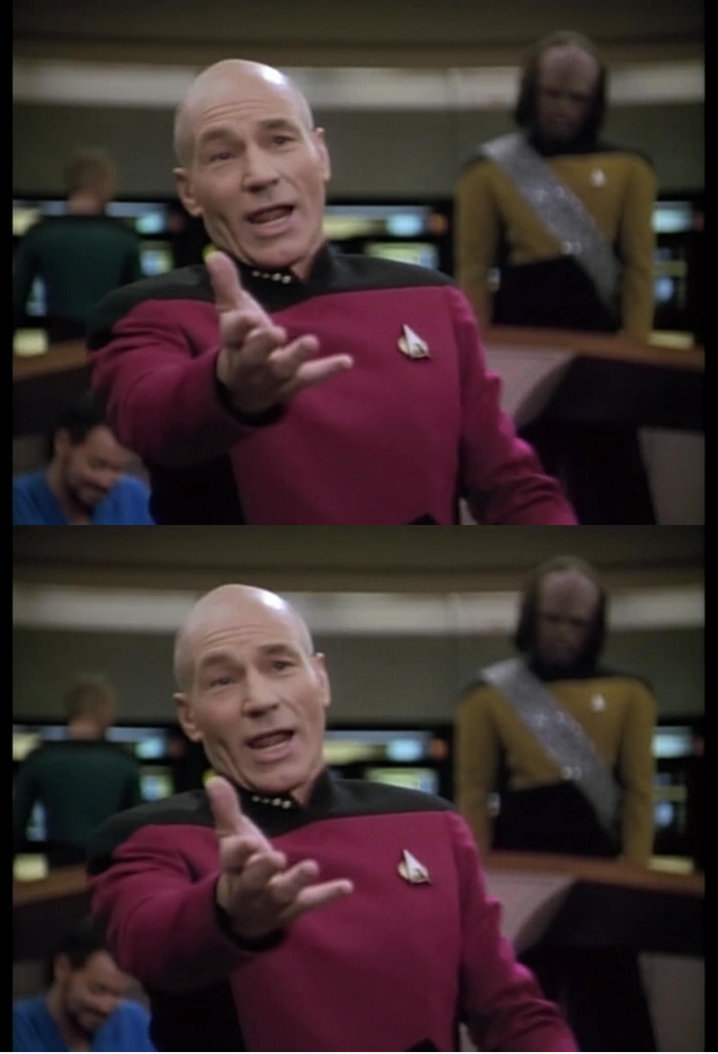 High Quality double annoyed picard Blank Meme Template