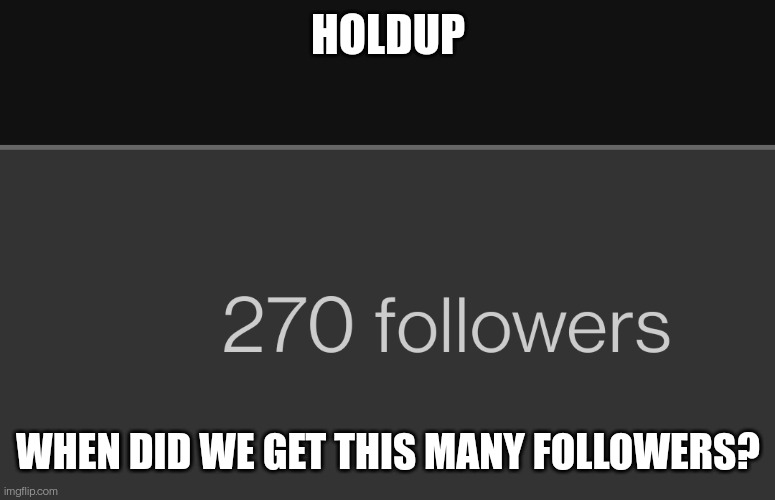 HOLDUP; WHEN DID WE GET THIS MANY FOLLOWERS? | made w/ Imgflip meme maker