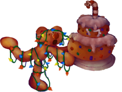 Illuminated bear running with cake Blank Meme Template
