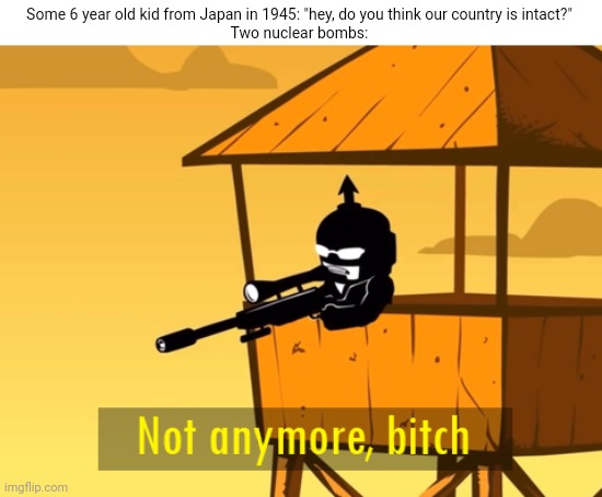Idk | Some 6 year old kid from Japan in 1945: "hey, do you think our country is intact?"
Two nuclear bombs: | image tagged in pie charts | made w/ Imgflip meme maker