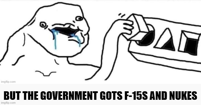 BUT THE GOVERNMENT GOTS F-15S AND NUKES | made w/ Imgflip meme maker