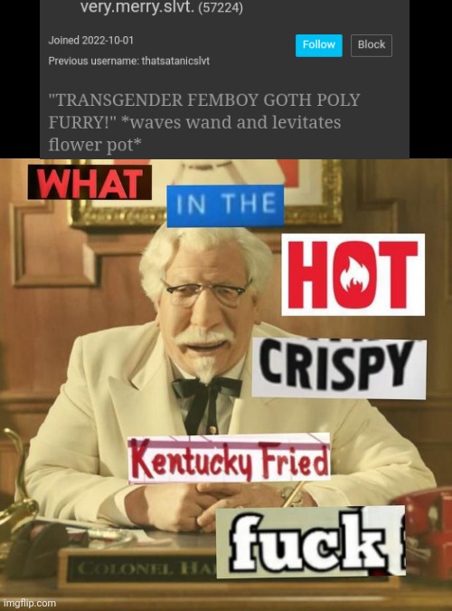 *changes sexuality* | image tagged in what in the hot crispy kentucky fried frick,that tagline makes me very,uncomfortable,please help me god | made w/ Imgflip meme maker