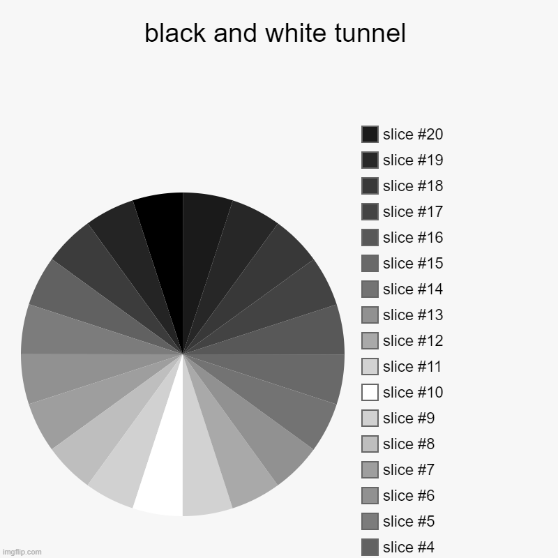 a | black and white tunnel | | image tagged in charts,pie charts | made w/ Imgflip chart maker