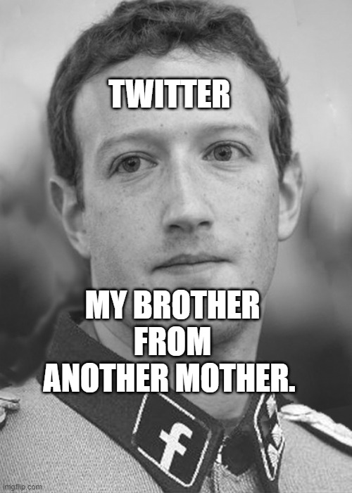 Zuckerberg Zuck Facebook | TWITTER; MY BROTHER FROM ANOTHER MOTHER. | image tagged in zuckerberg zuck facebook | made w/ Imgflip meme maker