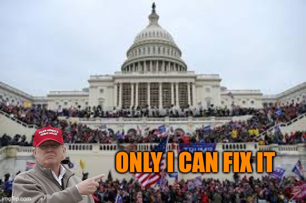 Capitol on January 6 | ONLY I CAN FIX IT | image tagged in capitol on january 6 | made w/ Imgflip meme maker