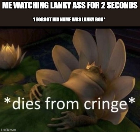 Dies from cringe | ME WATCHING LANKY ASS FOR 2 SECONDS; *I FORGOT HIS NAME WAS LANKY BOX * | image tagged in dies from cringe | made w/ Imgflip meme maker