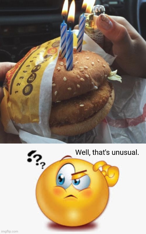 Might try that someday | image tagged in well that's unusual,cursed,birthday cake,cursed image,chicken sandwich,memes | made w/ Imgflip meme maker
