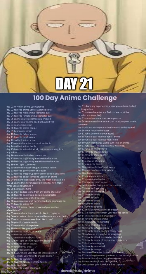 day 21 (goofy ahh man) | DAY 21 | image tagged in 100 day anime challenge,one punch man,anime | made w/ Imgflip meme maker
