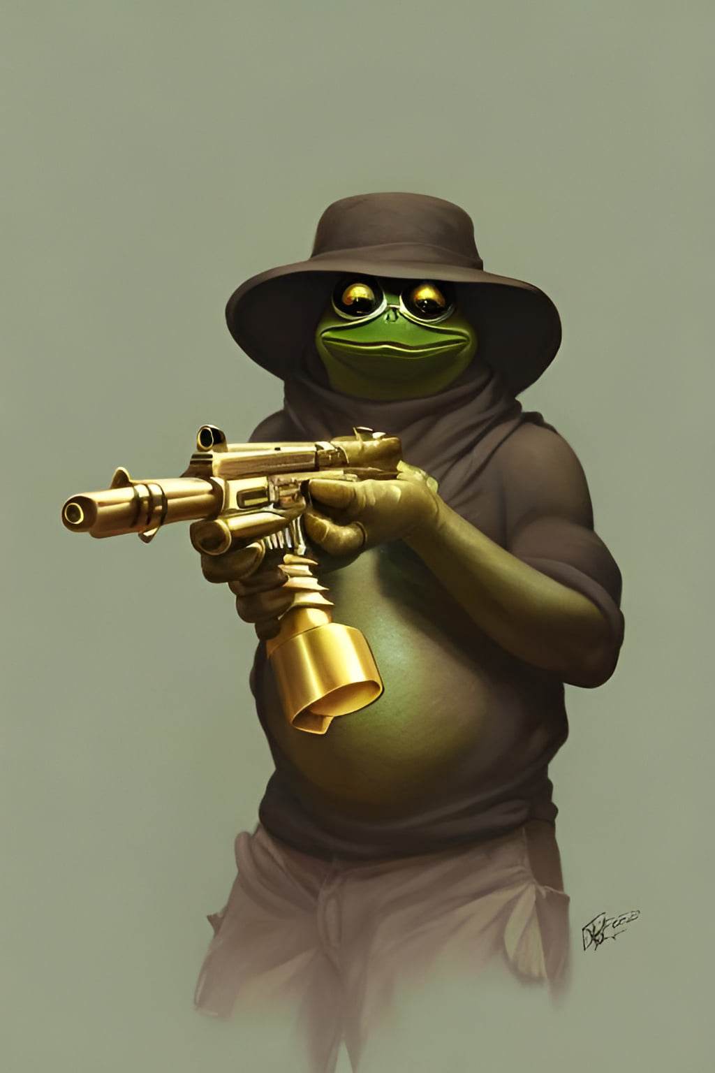 Pepe with the Golden Gun Blank Meme Template