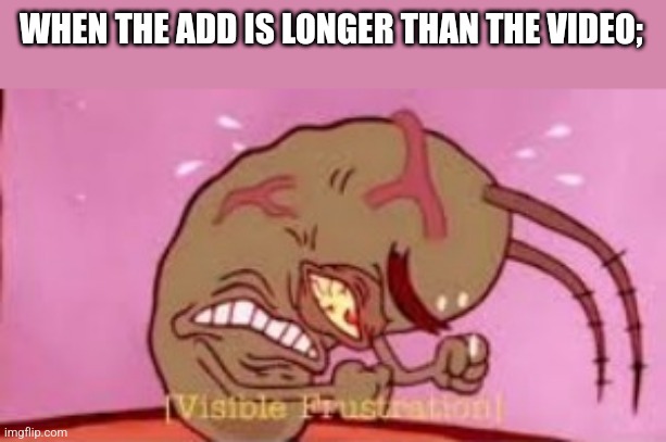 Visible Frustration | WHEN THE ADD IS LONGER THAN THE VIDEO; | image tagged in visible frustration | made w/ Imgflip meme maker