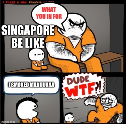 Dude WTF | SINGAPORE BE LIKE; I SMOKED MARIJUANA | image tagged in dude wtf | made w/ Imgflip meme maker