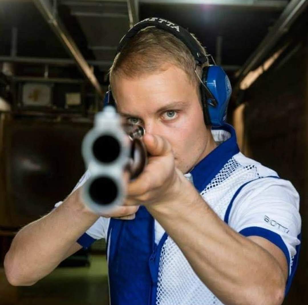 High Quality Valtteri pointing a gun at you Blank Meme Template