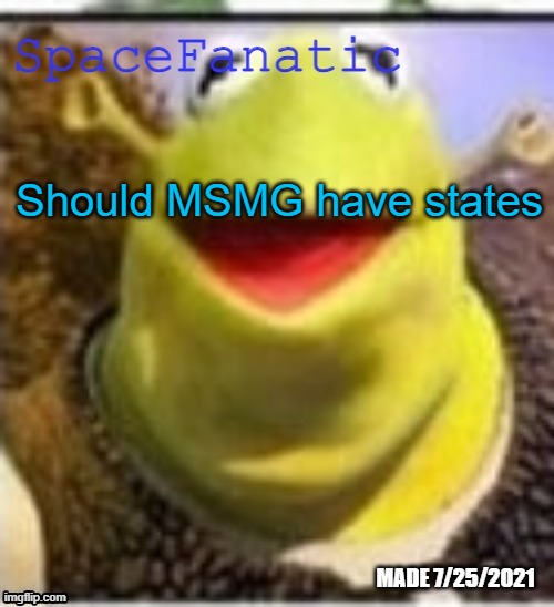 Ye Olde Announcements | Should MSMG have states | image tagged in spacefanatic announcement temp | made w/ Imgflip meme maker