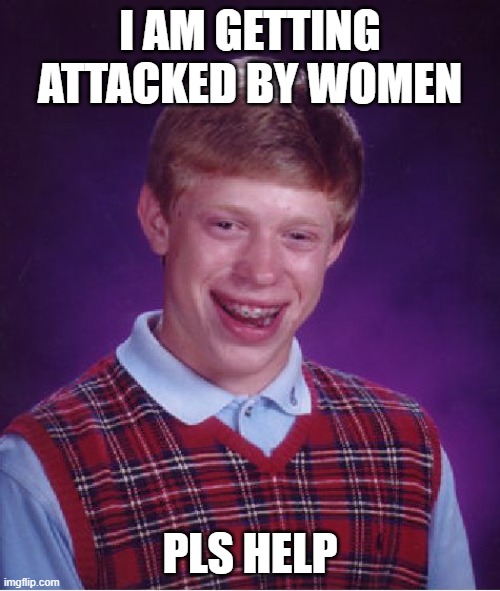 i just posted some shit in reddit T-T | I AM GETTING ATTACKED BY WOMEN; PLS HELP | image tagged in memes,bad luck brian | made w/ Imgflip meme maker