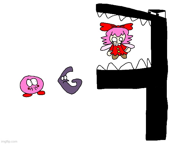 Kirby in the Alphabet Lore Universe (Ribbon is doomed) | image tagged in kirby,alphabet lore,crossover,fanart,cute,artwork | made w/ Imgflip meme maker