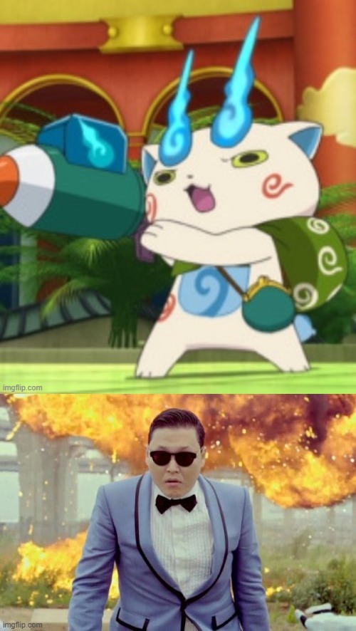 image tagged in komasan with a rocket launcher,memes,gangnam style psy | made w/ Imgflip meme maker