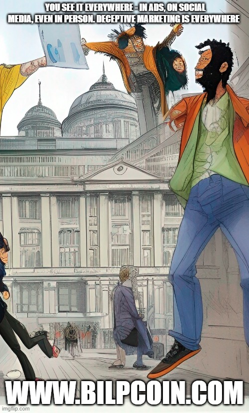 YOU SEE IT EVERYWHERE - IN ADS, ON SOCIAL MEDIA, EVEN IN PERSON. DECEPTIVE MARKETING IS EVERYWHERE; WWW.BILPCOIN.COM | made w/ Imgflip meme maker