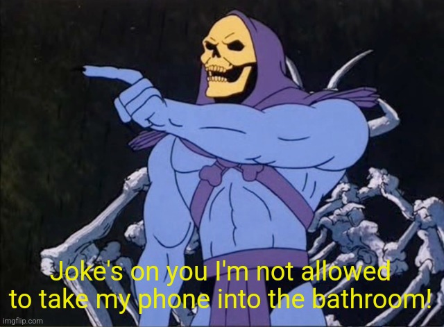 Jokes on you I’m into that shit | Joke's on you I'm not allowed to take my phone into the bathroom! | image tagged in jokes on you i m into that shit | made w/ Imgflip meme maker