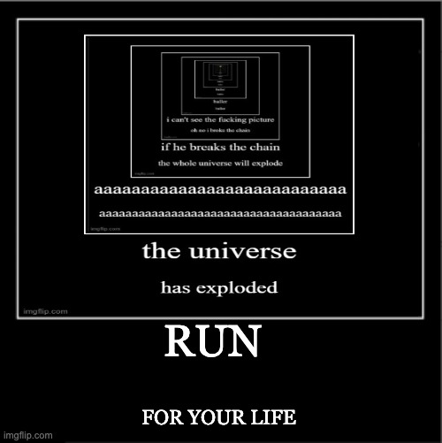 run | RUN; FOR YOUR LIFE | image tagged in demotivationals,roblox | made w/ Imgflip meme maker