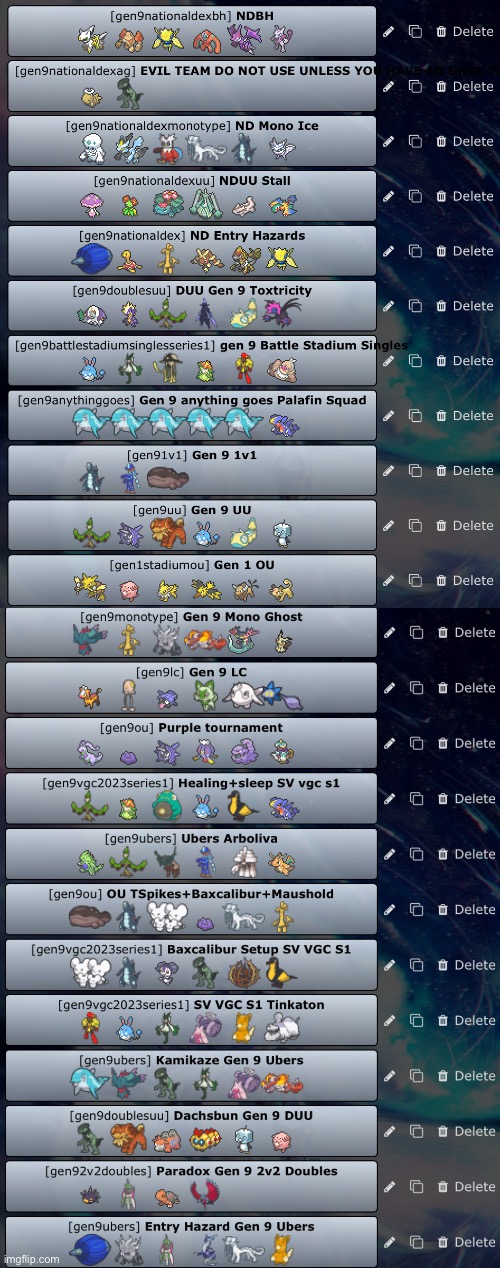 These are some of the pokemon showdown teams I’ve made in the past few weeks since scarlet and violet came out. | image tagged in pokemon | made w/ Imgflip meme maker